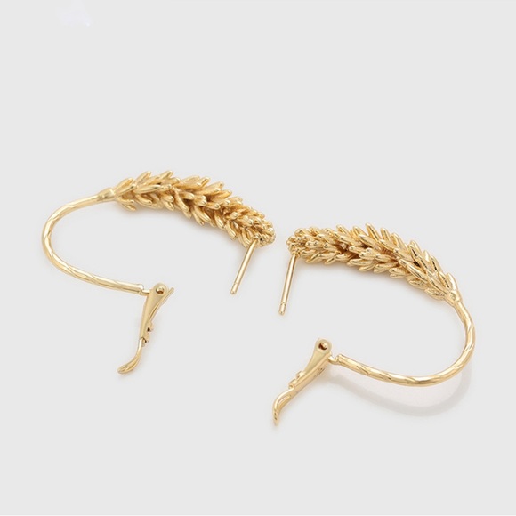 Spike Hoop Earrings 14k Gold Plated Luxury Jewelry - Picture 6 of 10